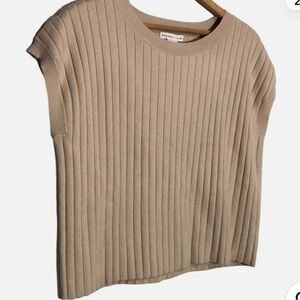Sincerely Jules Neutral Beige Ribbed Knit Top